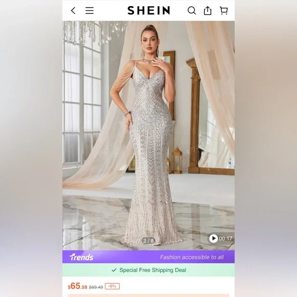 Shein 🌟HP🌟 Sequence Formal Gown-NWOT - Picture 2 of 15